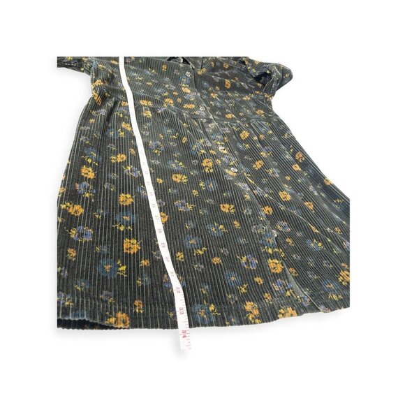 Vintage 90's Corduroy Floral Dress SZ L A.M.I. Long Sleeve Collared Indie - Picture 4 of 7